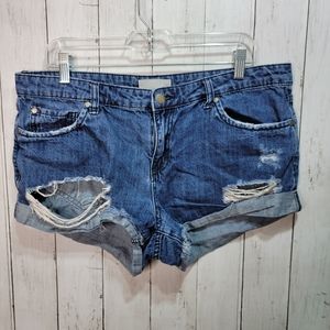 BP Nordstrom Distressed Denim Cutoff Blue Jean Shorts Size 32 Trendy Festival.